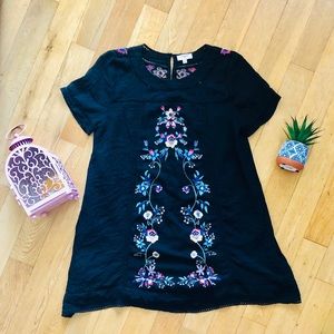 Embroidered Shift Dress